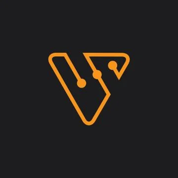 Letter v triangle linked dots logo vector Stock Illustration