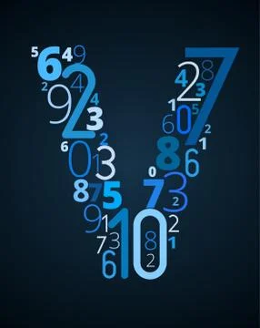 Letter V, vector font from numbers Stock Illustration