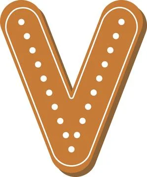 Letter V. Vector set of alphabet holidays ginger cookie isolated on white Stock Illustration