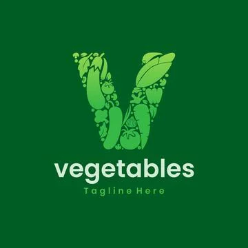 Letter V Vegetables Logo Vector Stock Illustration