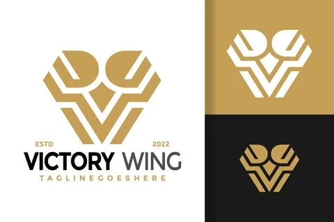 Letter V Wings Logo Design Vector Illustration Template Stock Illustration