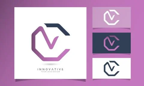 Letter VC vector logo design idea, Graphic designer studio Concept. Stock Illustration