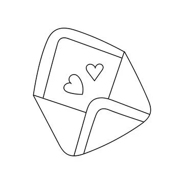 Letter vector doodle icon. Hand drawn doodle envelope with hearts. Romantic.. Stock Illustration