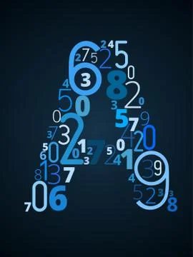 Letter A, vector font from numbers Stock Illustration