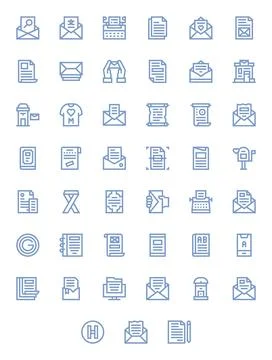 Letter Vector Icon Collection with 45 64x64 Bold Line Designs Stock Illustration