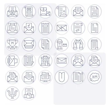 Letter Vector Icon Set with 32 Thin Line Retina Ready Pixel Optimized Graphic 스톡 일러스트