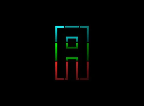 A letter vector outline stroke desing, font logo. Red, green, blue color on b Stock Illustration