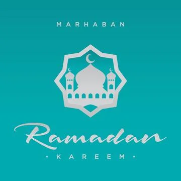 Letter vector ramadan kareem with mosque symbol on the blue background Stock Illustration