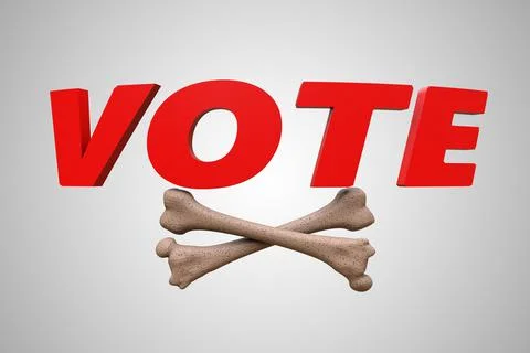 Letter vote with bones demonstrating protesting elections or angry voter or c Stock Illustration