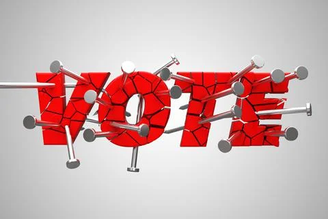 Letter vote with many nails inside demonstrating protesting elections or angr Stock Illustration
