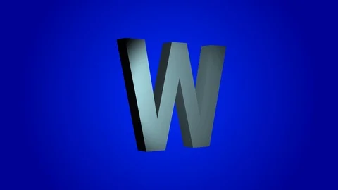 The letter W 3-D rotating on a blue background Stock Footage 114233275