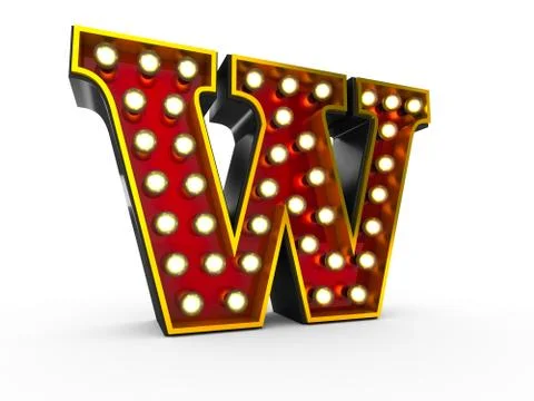 Letter W 3D Broadway Style Stock Illustration