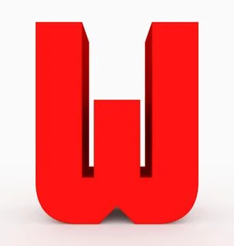 Letter W 3d cubic rounded red isolated on white Stock Illustration