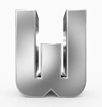 Letter W 3d cubic rounded silver isolated on white Stock Illustration