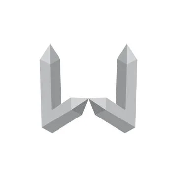 Letter w 3d pencil shape symbol vector Illustrazione stock