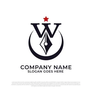 Letter W and Pen notary logo design vector, best for law and firm logo inspir Stock Illustration
