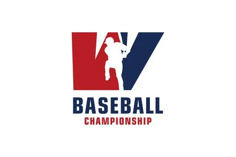 Letter W with Baseball Logo Design. Vector Design Template Elements for Spo.. Illustrazione stock