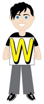 Letter W Boy Stock Illustration