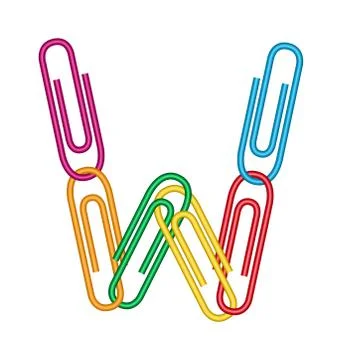 Letter w with clips Stock Illustration