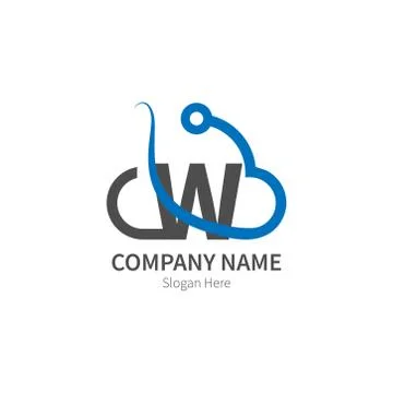 Letter W  combined with cloud technology icon logo Stock Illustration