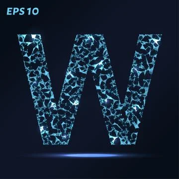 The letter W consists of points, lines and triangles. Vector illustration. Stock Illustration