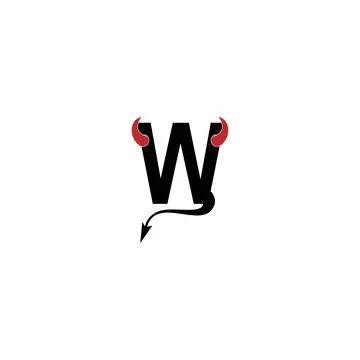 Letter W with devil's horns and tail icon logo design vector Stock Illustration