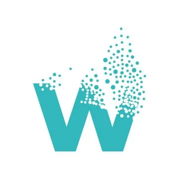 Letter W dispersing into a cloud of bubbles Stock Illustration