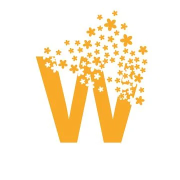 The letter W dissolves into a cloud of flowers Stock Illustration