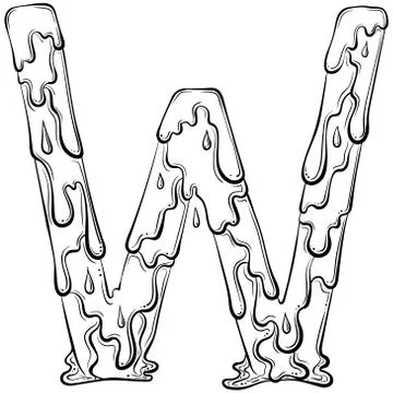 Letter W with flow drops Stock Illustration