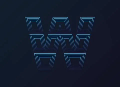 Letter W font, digital technology design, network concept.  Vector illustrati Stock Illustration