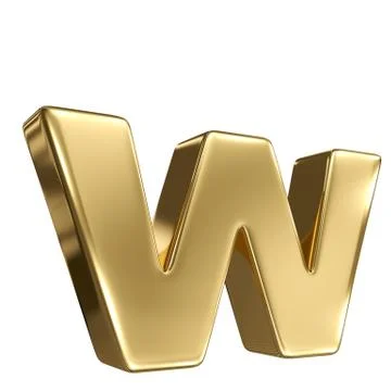 Letter w from gold solid alphabet 스톡 일러스트