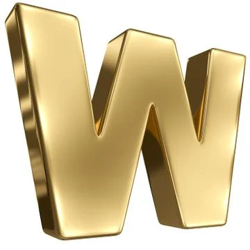 Letter w from gold solid alphabet Illustrazione stock