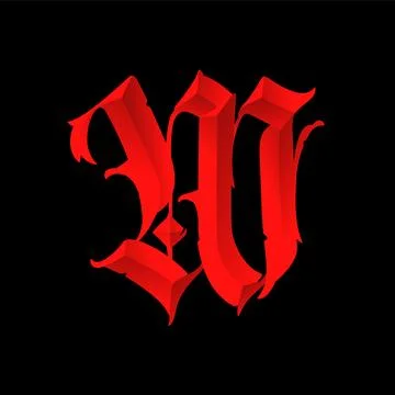 Letter W, in the Gothic style. Vector. Alphabet. Calligraphy and lettering. M Stock Illustration