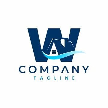 Letter W House Logo , Initial Home Logo Stock Illustration