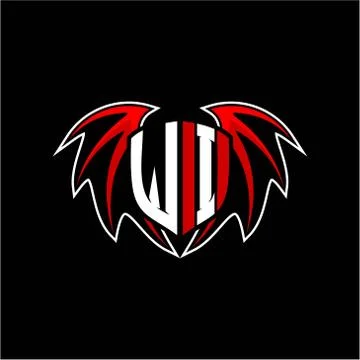 Letter W I initial vector logo template with a minimalist dragon wing style Stock Illustration