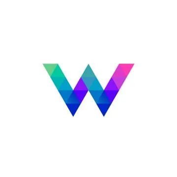 Letter W icon with mosaic pattern Illustrazione stock