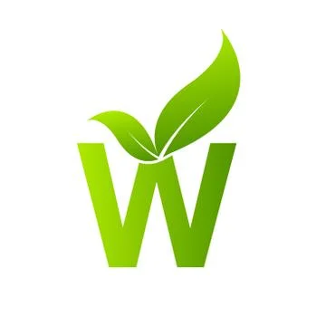 Letter w with leaf element, Ecology concept Stock Illustration