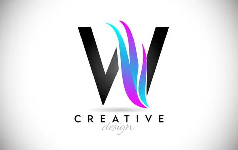 Letter W Logo with creative gradient swooshes. Creative elegant letter W with Stock Illustration