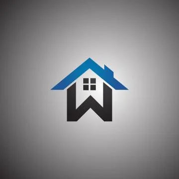 Letter w logo design with real estate logo	 Illustrazione stock