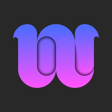 Letter W logo initial 3d design vibrant purple gradient smooth layers, crea.. Stock Illustration