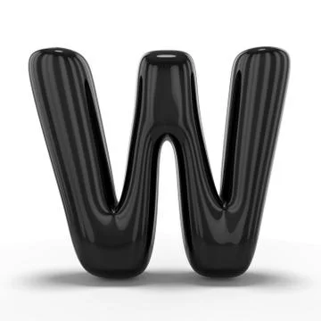 Letter W made of inflatable balloon isolated on white background. 3D Stock Illustration