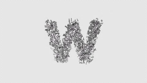 Letter W Made of Letters with Alpha Channel. 3D Font. Alphabet Letter Animation Stock Footage 304993445