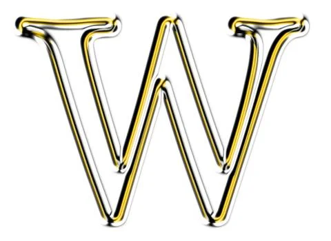 Letter w from metal solid alphabet. 스톡 일러스트