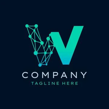 Letter W Molecule Logo, Bio tech Connect Dots Science Technology Logo Design  Stock Illustration
