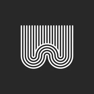 Letter W monogram logo rounded ribbons shape design, smooth parallel thin l.. イラスト素材
