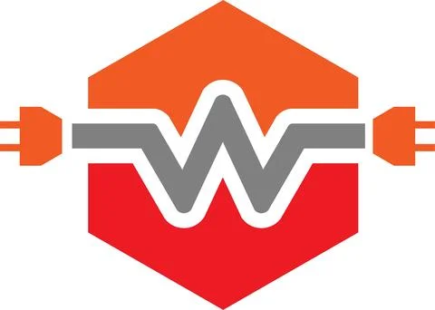 Letter w plug logo Illustrazione stock