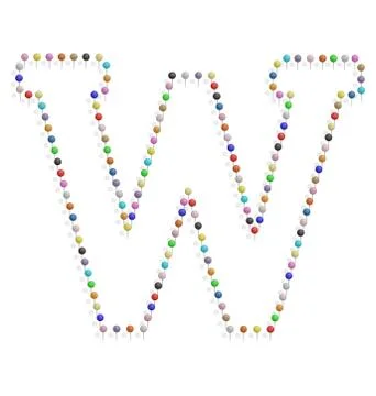 Letter w with pushpin Stock Illustration