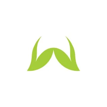 Letter w simple curves leaf logo vector Stock Illustration