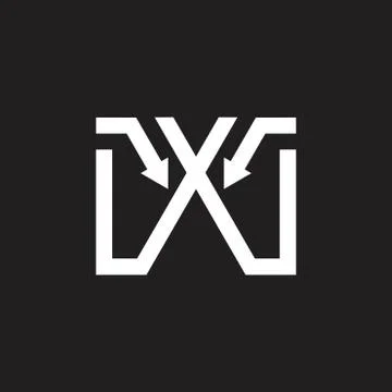 Letter w simple geometric arrow line logo vector Stock Illustration
