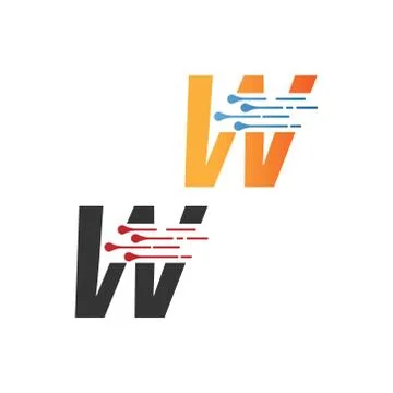 Letter W  simple  tech logo with circuit lines style icon Stock Illustration